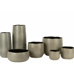 Paris Prix - Vase en céramique design "yuella" 40cm gris