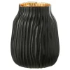 Paris Prix - Vase à rainures en verre "louis" 20cm noir Hot