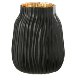 Paris Prix - Vase à rainures en verre "louis" 20cm noir Hot