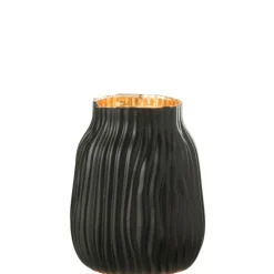 Paris Prix - Vase à rainures en verre "louis" 20cm noir Hot