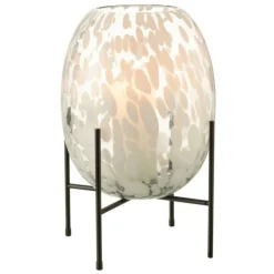 Paris Prix - Vase sur pied design "tâche" 38cm gris & blanc Hot