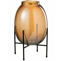 Paris Prix - Vase sur pied design "tonato" 40cm marron & noir Discount