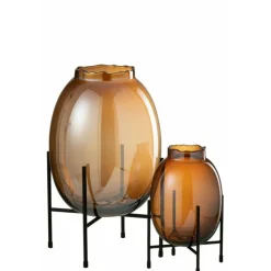 Paris Prix - Vase sur pied design "tonato" 40cm marron & noir Discount