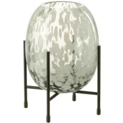 Paris Prix Vases Et Coupes | - Vase sur pied design "tâche" 22cm gris & blanc