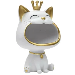 Paris Prix - Vide-poche statue "chat" 25cm blanc Discount