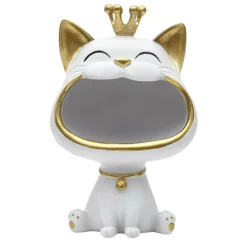 Paris Prix - Vide-poche statue "chat" 25cm blanc Discount