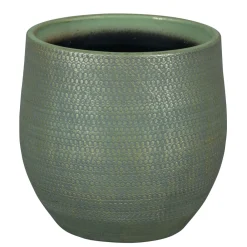 Passion for pottery - Cache-pot Boaz, en grès, coloris vert - D.16xH.14cm Discount