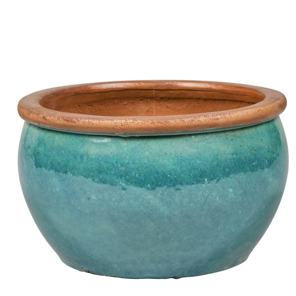 Passion for pottery - Pot de fleurs Bonn, grès émaillé, coloris vert glace - D.23,5xH.14,5cm