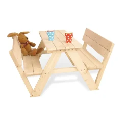 Pinolino - Table en bois naturel 4 places avec bancs et dossier nicky Best