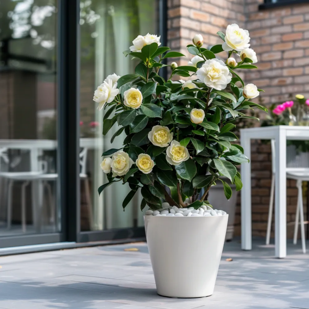 Plant In A Box Fleurs De Saison | - Camélia - set de 2 - camellia japonica 'brush field' - hauteur 50-60cm - ⌀15cm