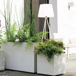 Poetic Pots Et Jardinières | - Jardinière graphit en plastique blanc cérusé - 99,5x39x43 cm