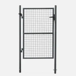 NA Portillon de jardin en métal anthracite. Double sens d'ouverture. Avec serrure et poignée 150x87cm Discount