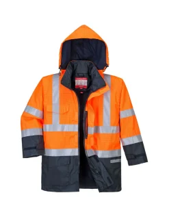 Portwest - Parka hv bizflame rain multi-risques couleur : orange/marine taille s -
