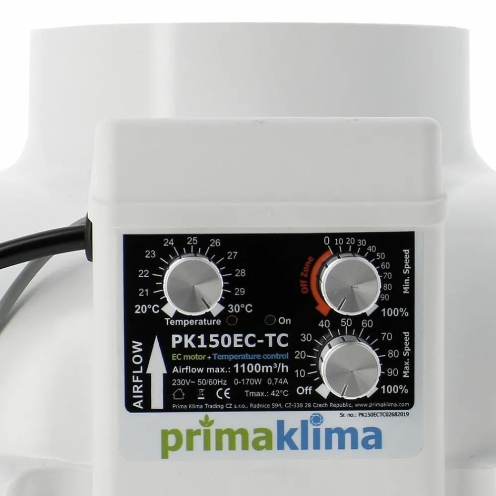 Prima Klima Outils De Jardinage Et Accessoires | - Extracteur primaklima ec - ø 150mm - thermo control - 1100m3/h