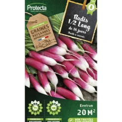 Protecta Graines De Légumes Et Aromatiques | - Graines paysannes - radis 1/2 long de 18 jours