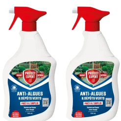 Protect Expert Traitement Et Pulvérisation | - Anti algues & lichens - anti-dépôt vert - 2x750ml - prêt à l'emploi - petites & moyennes surfaces dimaxpal1x2