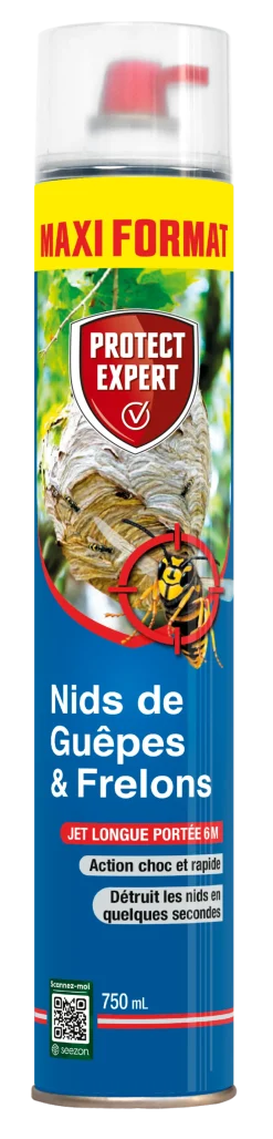 Protect Expert - Anti nids de guêpes & frelons - action choc & rapide - détruit les nids en 1 minute - 750ml