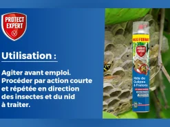 Protect Expert - Anti nids de guêpes & frelons - action choc & rapide - détruit les nids en 1 minute - 750ml