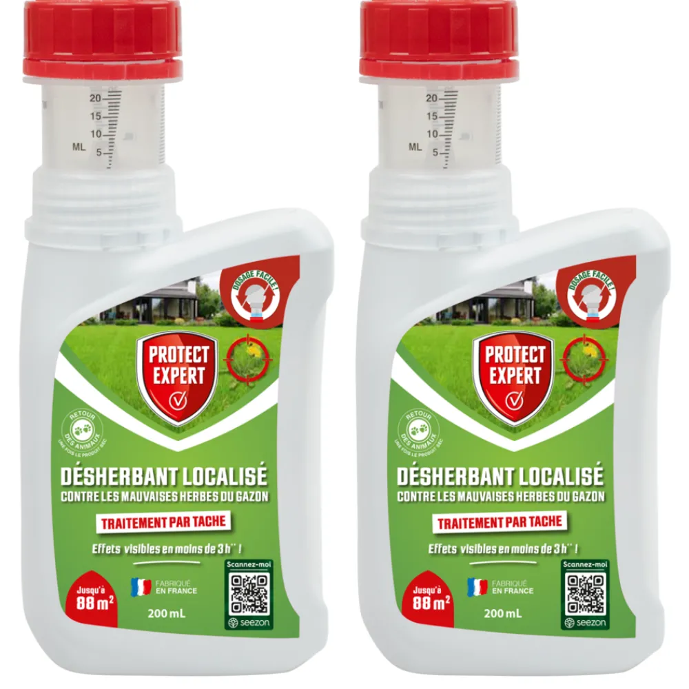Protect Expert - 2 désherbants concentrés localisés contre les mauvaises herbes du gazon - 2x200ml - soit 176m² - non sélectif Best