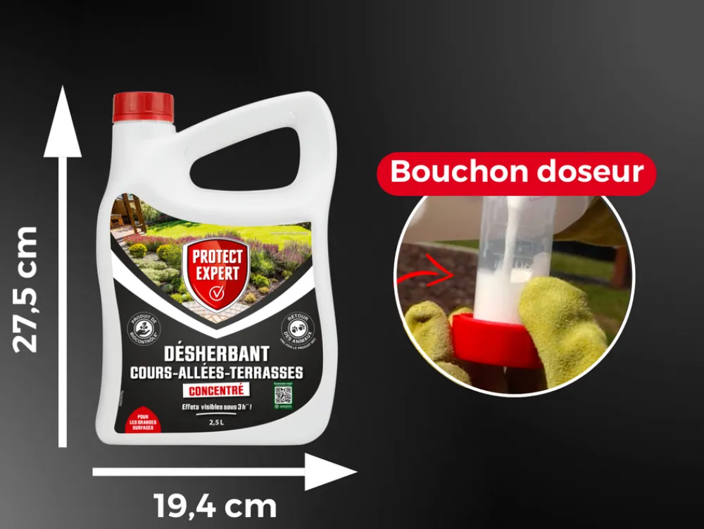 Protect Expert - désherbant concentré - cours allées terrasses - effets visibles sous 3h - 2,5l - jusqu鈥² traités procour25n Online