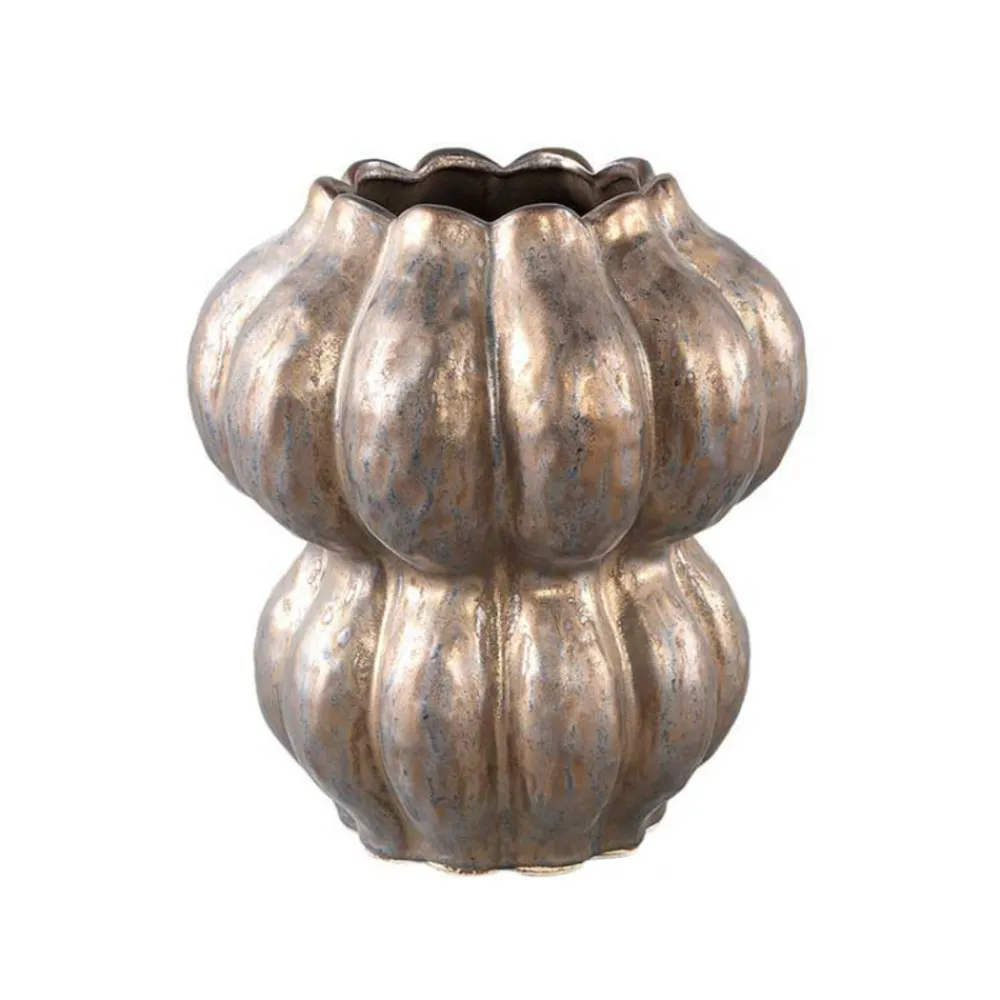Ptmd Vases Et Coupes | - Vase rond bronze en céramique 27cm