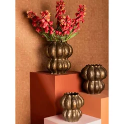 Ptmd Vases Et Coupes | - Vase rond bronze en céramique 27cm