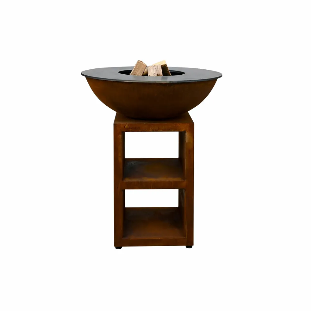 Quoco - Brasero piatto medium corten ø84 + grille + spatule + housse Hot