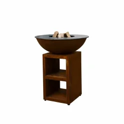 Quoco - Brasero piatto medium corten ø84 + grille + spatule + housse Hot