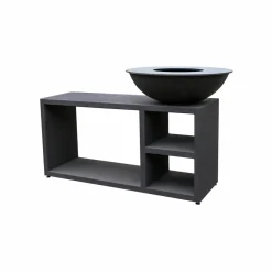 Quoco - Brasero piatto tavolo medium noir ø84 + grille + spatule + housse