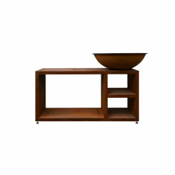 Quoco Barbecues Et Planchas | - Brasero piatto tavolo medium corten ø84 + grille + spatule + housse