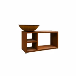 Quoco Barbecues Et Planchas | - Brasero piatto tavolo medium corten ø84 + grille + spatule + housse