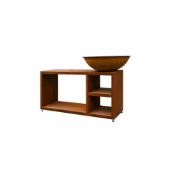 Quoco Barbecues Et Planchas | - Brasero piatto tavolo medium corten ø84 + grille + spatule + housse