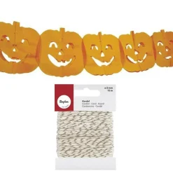 Rayher - Guirlande citrouilles pour halloween + ficelle dorée & blanche 15 m New
