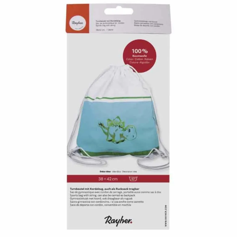 Rayher - Sac de gym avec cordon 42 x 38 cm - blanc Clearance