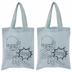 Rayher - 2 sacs en coton bleu 25 x 20 cm - super-héros Clearance