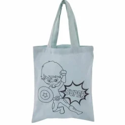 Rayher - 2 sacs en coton bleu 25 x 20 cm - super-héros Clearance