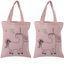 Rayher - 2 sacs en coton rose 25 x 20 cm - licorne Discount