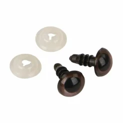 Rayher Décoration Créative | - 10 yeux marron de peluche à visser ø 8 mm avec rondelles