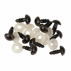 Rayher Décoration Créative | - 10 yeux marron de peluche à visser ø 8 mm avec rondelles