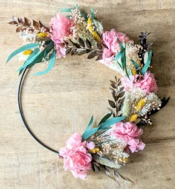 Reconciliation Vegetale Bouquets De Fleurs | - Couronne murale de fleurs séchées honorine d30cm