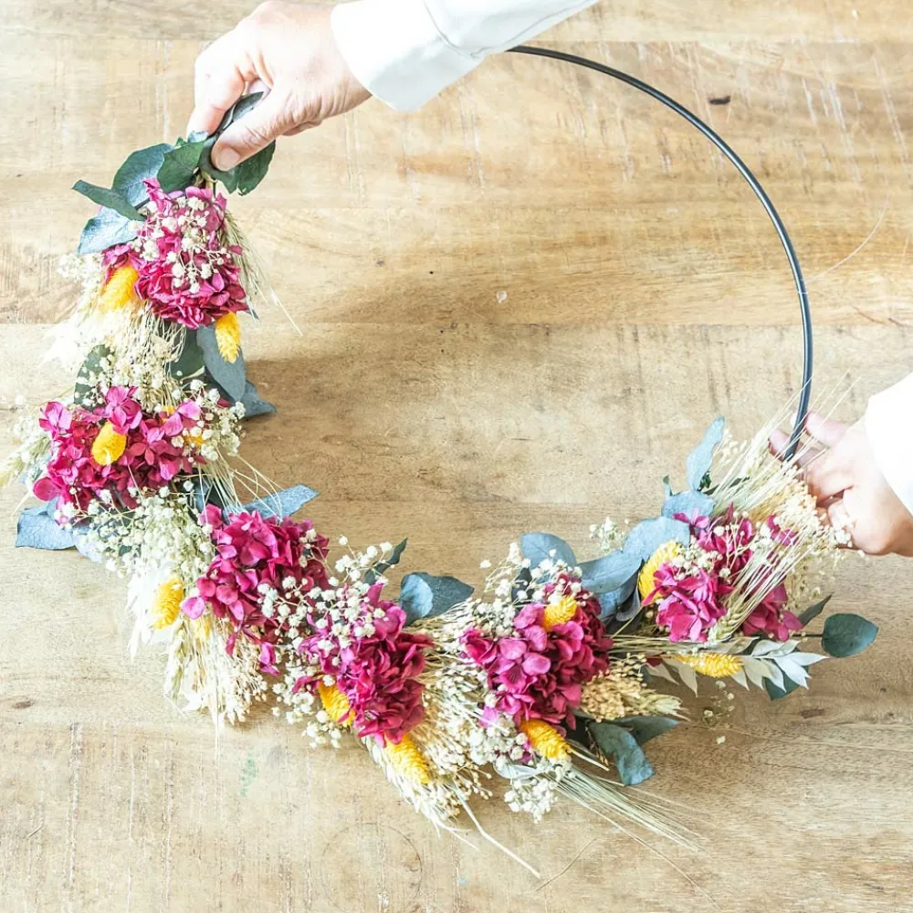 Reconciliation Vegetale Bouquets De Fleurs | - Couronne murale de fleurs séchées heloïse d30cm