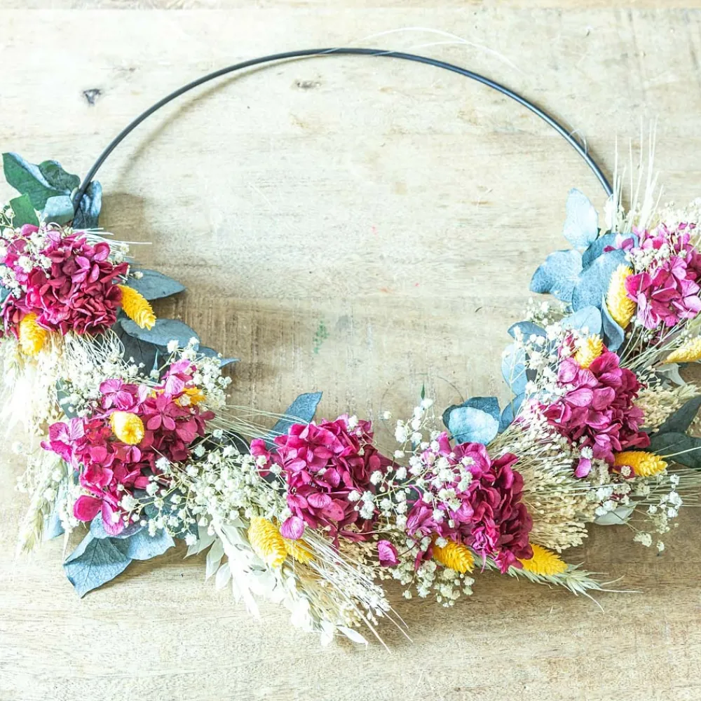 Reconciliation Vegetale Bouquets De Fleurs | - Couronne murale de fleurs séchées heloïse d30cm