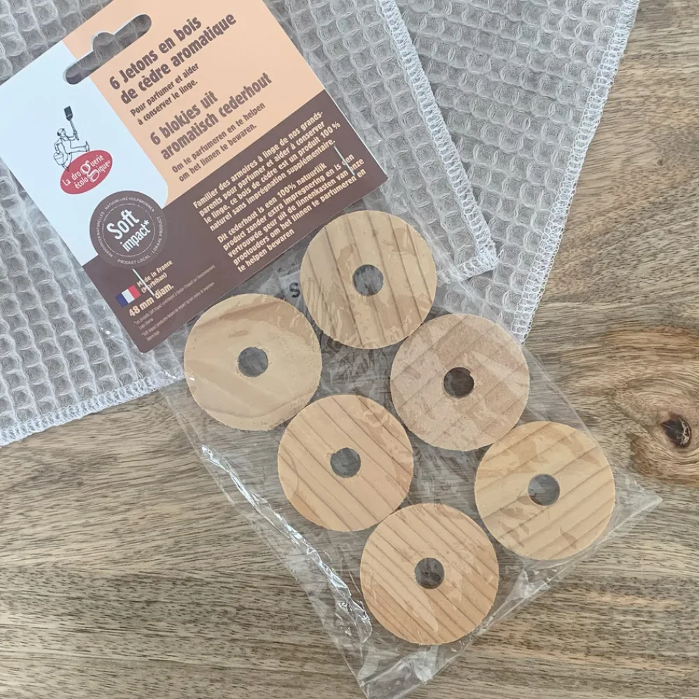 Redecker - Pack de 6 jetons en bois de cèdre anti-mites pour le linge Hot