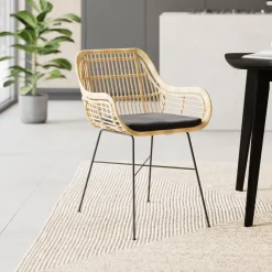 Rendez-vous Déco RENDEZ-VOUS DÉCO - Chiloe - chaise en rotin naturel et pieds en métal noir Online