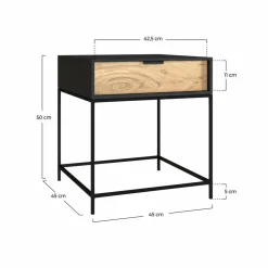 Rendez-vous Déco Mobilier D'Intérieur | RENDEZ-VOUS DÉCO - Jakson - table de chevet 1 tiroir en bois d'acacia et métal noir