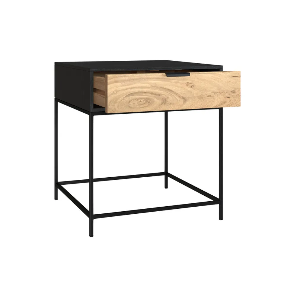 Rendez-vous Déco Mobilier D'Intérieur | RENDEZ-VOUS DÉCO - Jakson - table de chevet 1 tiroir en bois d'acacia et métal noir