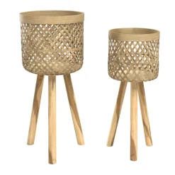 Rendez-vous Déco RENDEZ-VOUS DÉCO - Landi - cache-pot pieds en teck et bambou (lot de 2)