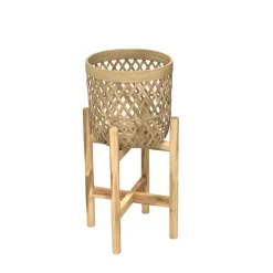 Rendez-vous Déco Cache-Pots Et Bacs D'Intérieur | RENDEZ-VOUS DÉCO - Mila - cache-pot pieds en teck et bambou (lot de 2)