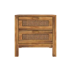 Rendez-vous Déco Mobilier D'Intérieur | RENDEZ-VOUS DÉCO - Tiki - table de chevet 2 tiroirs en cannage