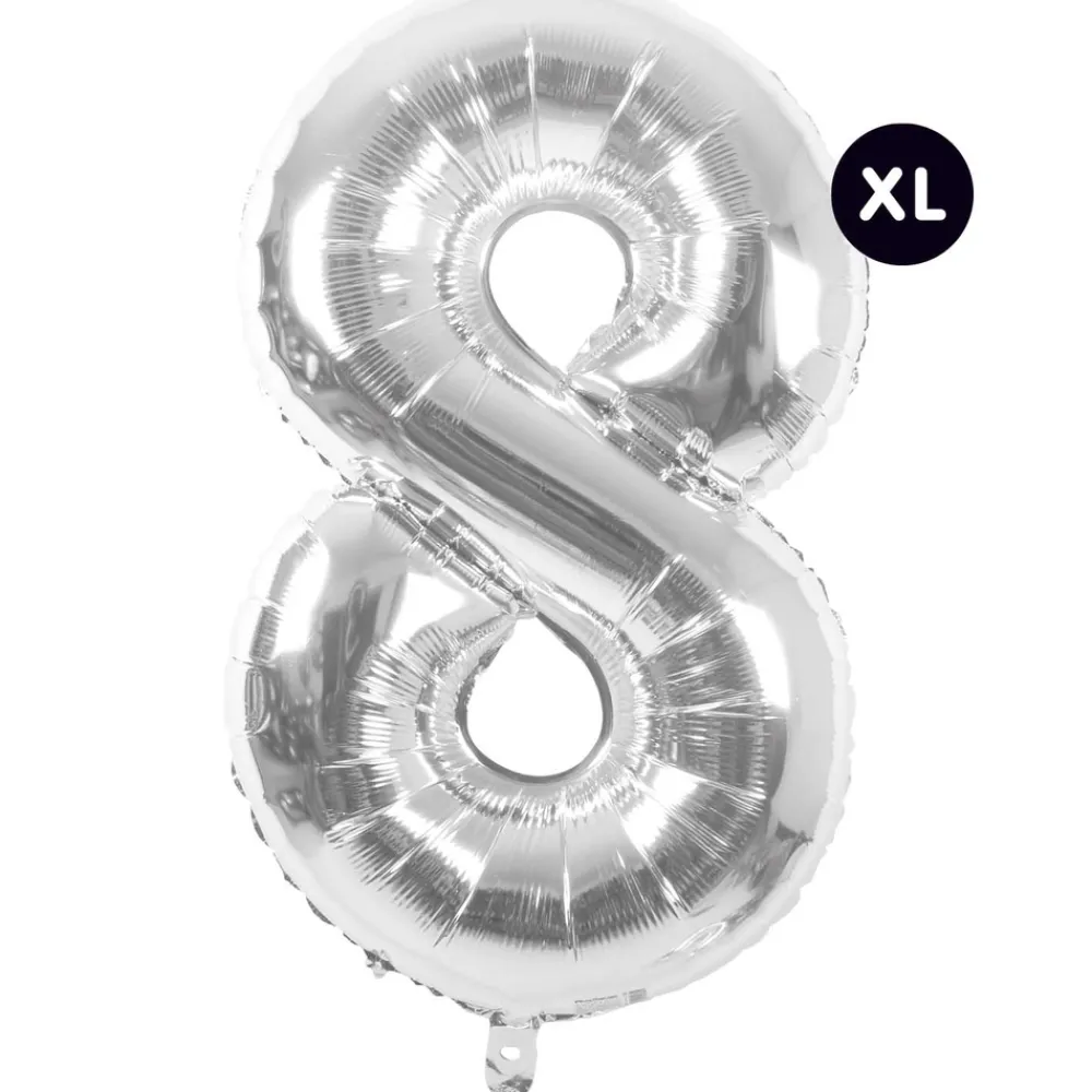 Rico Design Fête Et Anniversaire | - Ballon aluminium chiffre "8" argenté, haut. 86 cm